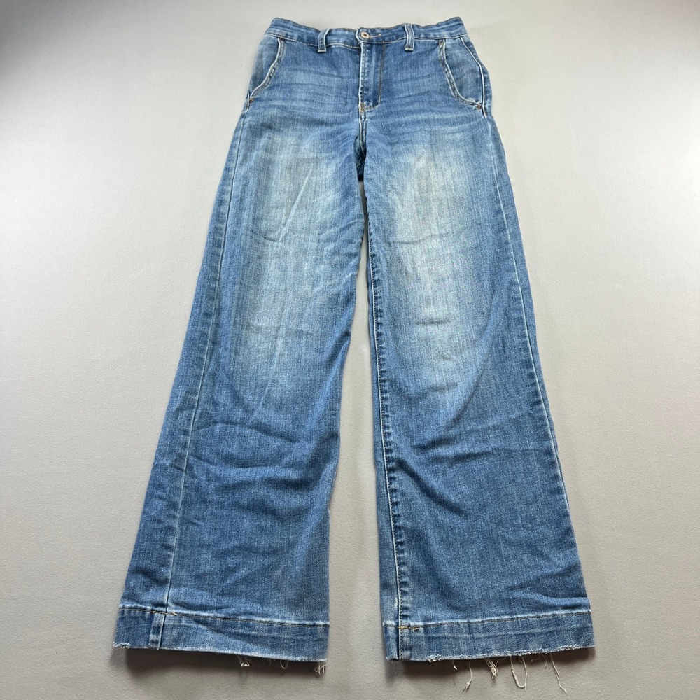 KanCan Celine Wide Jeans Womens 1/24 Blue Denim Cotton Stretch Ultra High Rise